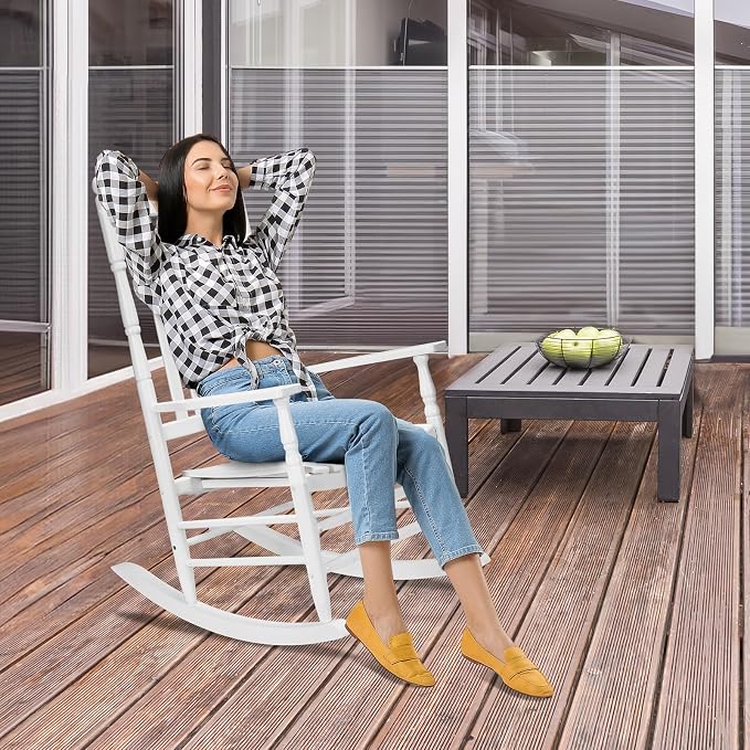 VINGLI Wooden Rocking Chair, Outdoor Chair - Image 7
