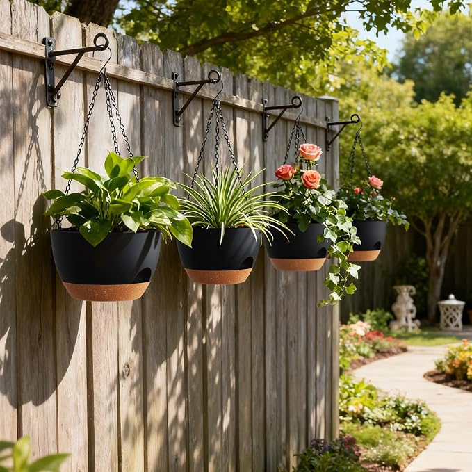 4 Pack 8 Inch Self Watering Hanging Planters - Image 6