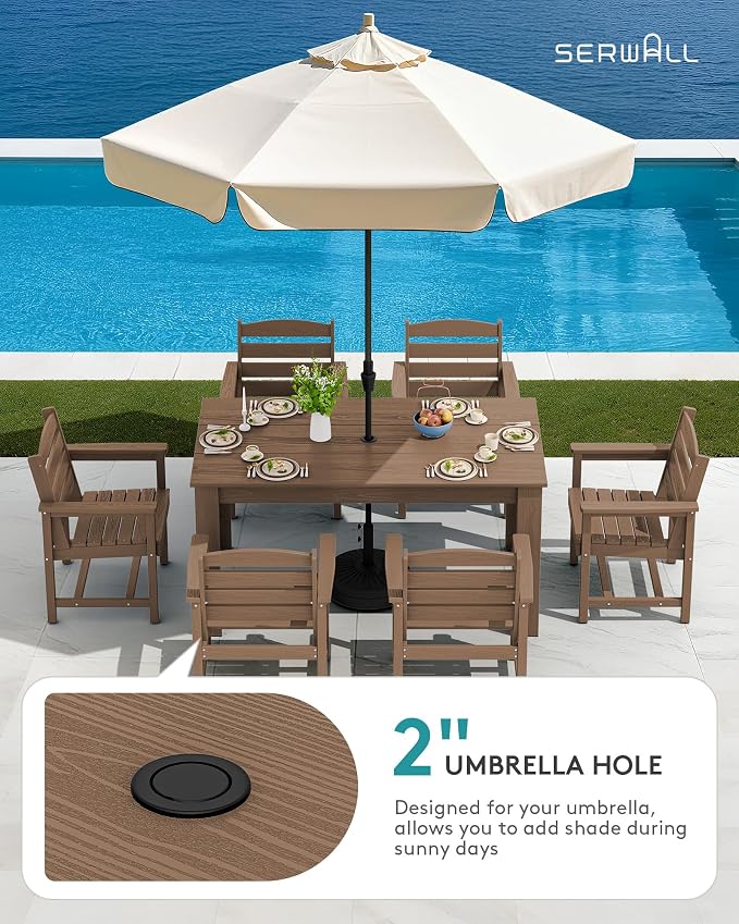 SERWALL Outdoor Dining Sets for 10, HDPE Dining Sets for 10 Person - Image 2