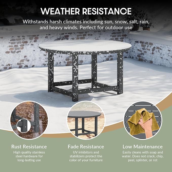 WestinTrends Malibu Low Outdoor HDPE Round Patio Coffee Table - Image 4