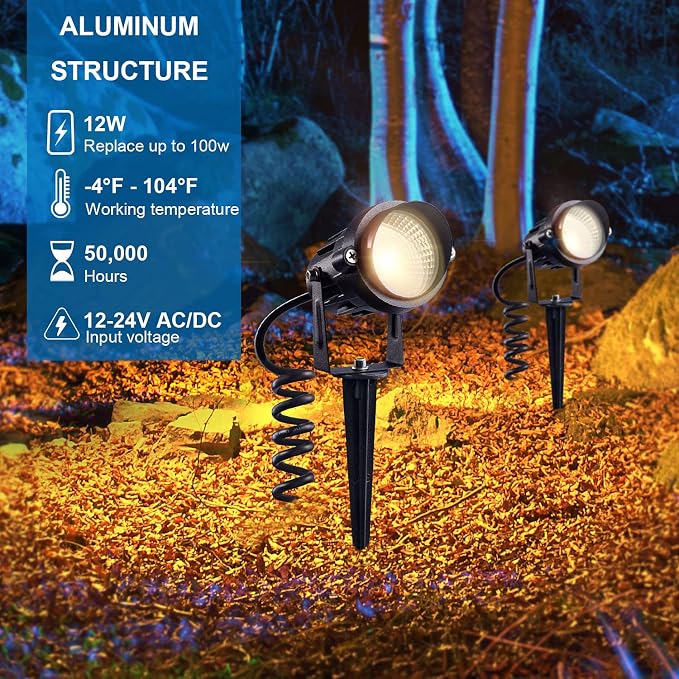SUNVIE 24 Pack Low Voltage Landscape Lights LED 12W Landscape Lighting - Image 3
