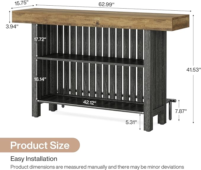 Tribesigns Bar Table with Storage Shelf, 63-Inch Large Mini Pub Table with - Image 2