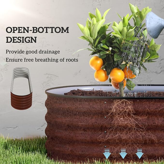 Outsunny 8' x 2' x 1.4' Galvanized Raised Garden Bed Kit, Outdoor Metal - Image 4