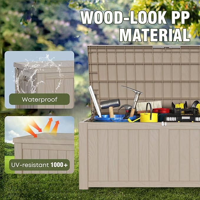 150 Gallon Outdoor Deck Box, Lockable Waterproof Outdoor Storage Boxes - Image 2
