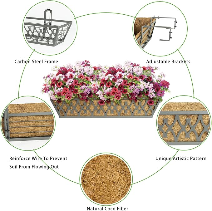 6 Pack 24 Inch Window Boxes Planters Railing Planter Box - Image 3