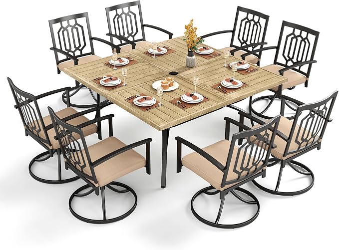 PHI VILLA 9 Pieces Outdoor Dining Set by PHIVILLAThepioneerofcomfortablehouseholdsupplies