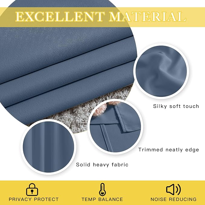 NICETOWN Blackout Stone Blue Curtain - Image 4