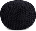 FRELISH DECOR Round Pouf Ottoman Hand Knitted 100% Cotton Pouf Foot Stool by FrelishDecor