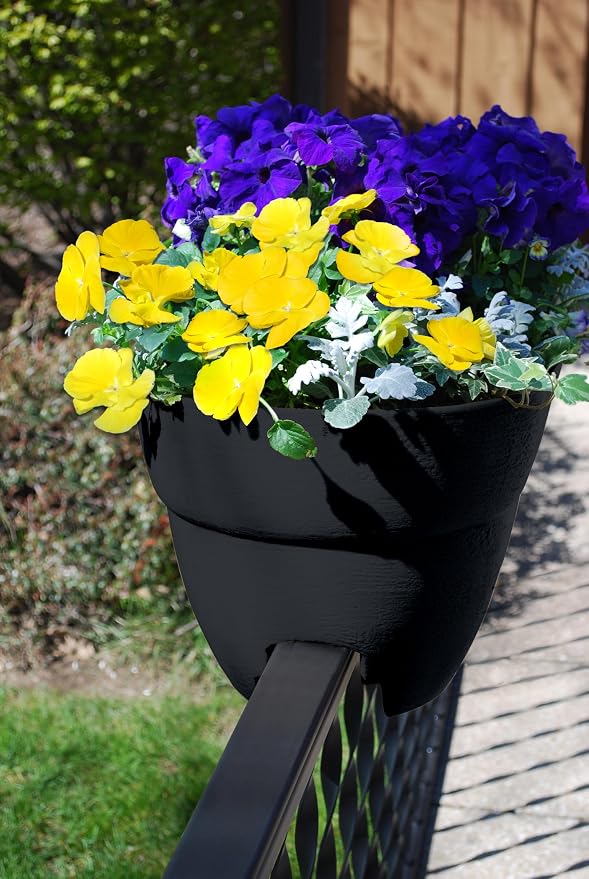 Bloomers Railing Planter with Drainage Holes – 24" Weatherproof Resin Planter – - Image 3