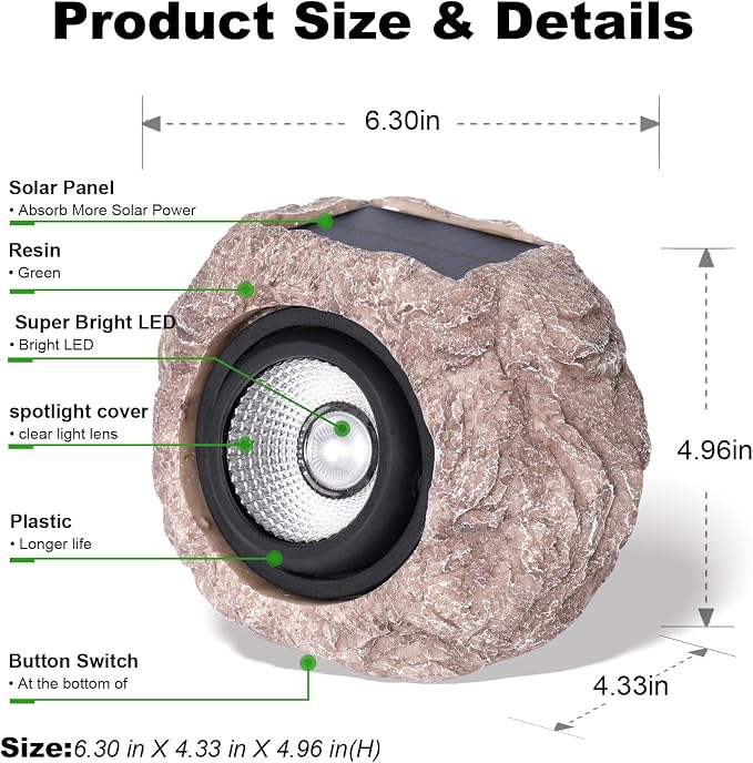 Outdoor Solar rock lights, IP65 Waterproof LED Super Bright spotlights - Image 5