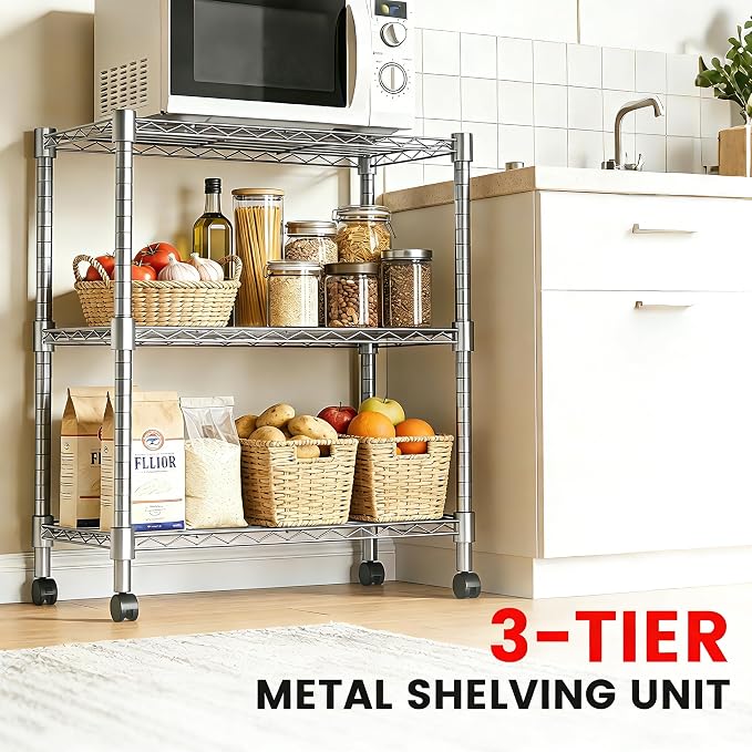Xcity Storage Shelves, 3 Tier Heavy Duty Metal Shelving Unit - Image 3