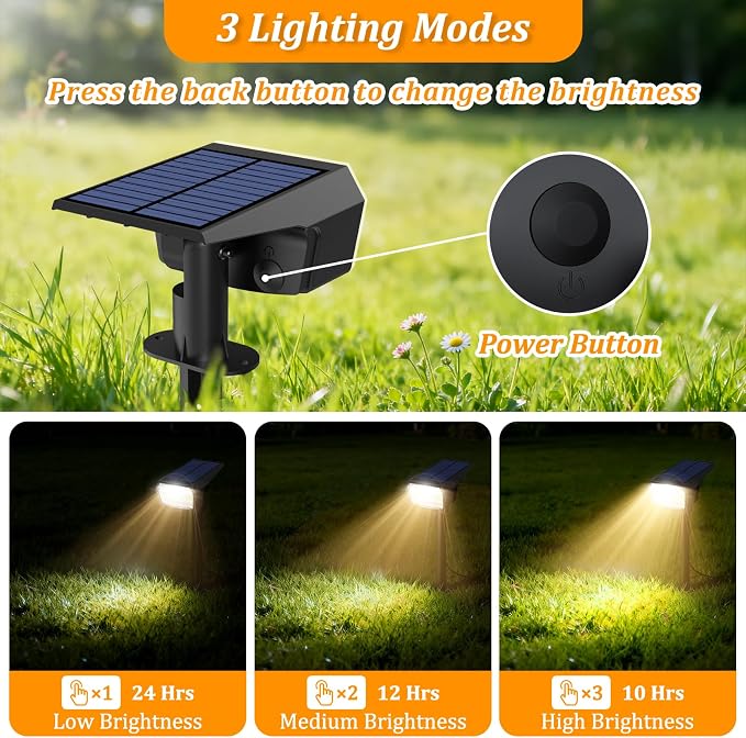 Sucolite 8-Pack Solar Spot Lights Outdoor Waterproof IP65, 3 Lighting Modes - Image 2