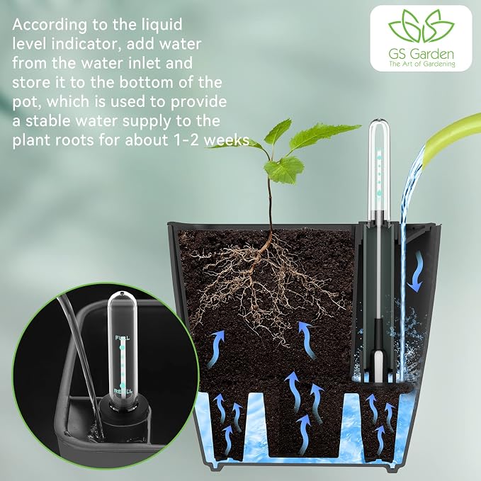 Self Watering Planters for Indoor Plants : 5 inch 6 Pack Grey Planter - Image 6