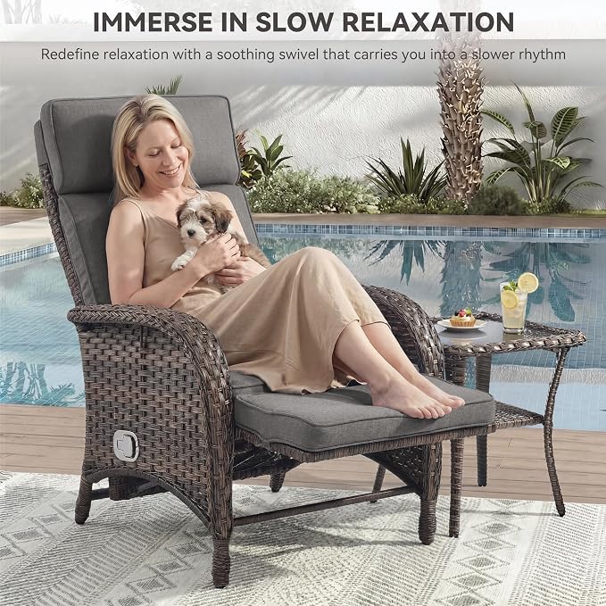Zero Gravity Wicker Patio Recliner Chairs Set of 2 - Image 3