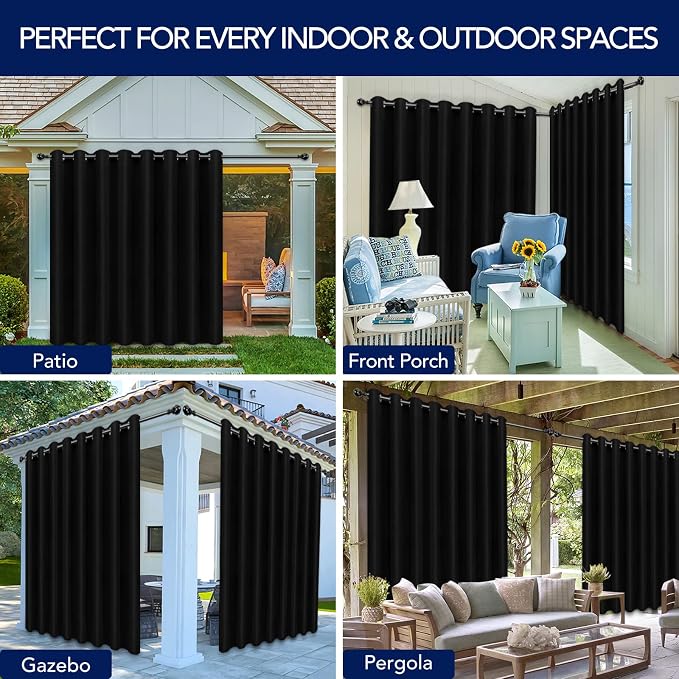PureFit Outdoor Curtains for Patio Waterproof Weatherproof, UV Resistant - Image 5