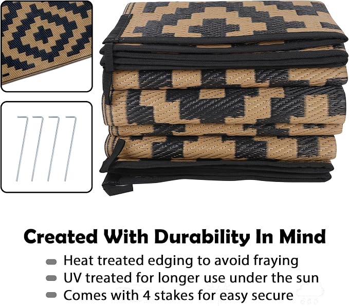 SAND MINE Reversible Mats, Plastic Straw Rug, Modern Area Rug, Large Floor Mat - Image 4