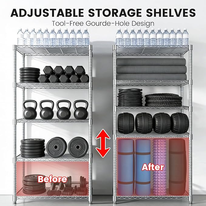 Xcity Storage Shelves, 5 Tier Heavy Duty Metal Shelving Unit, 2000 LBS Capacity - Image 4