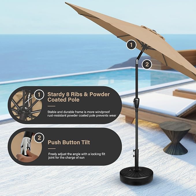 Simple Deluxe 9' Patio Umbrella Outdoor Table Market Yard Umbrella - Image 4