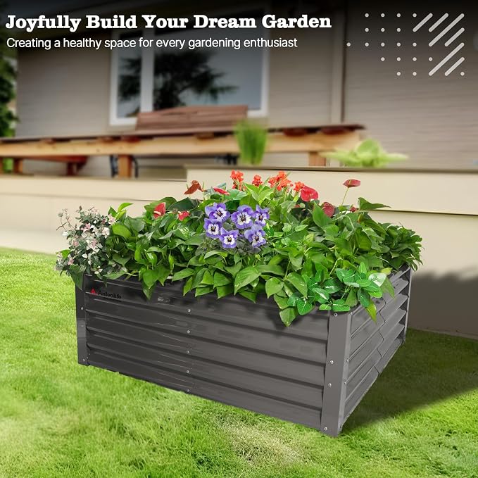 A ANLEOLIFE 4X4X1.5 ft Galvanized Raised Garden Beds Outdoor, Square Metal - Image 6