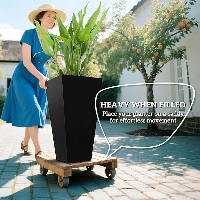 Outsunny Tall Planters for Outdoor Plants Set of 3, 28 in Taper Planters - Image 4