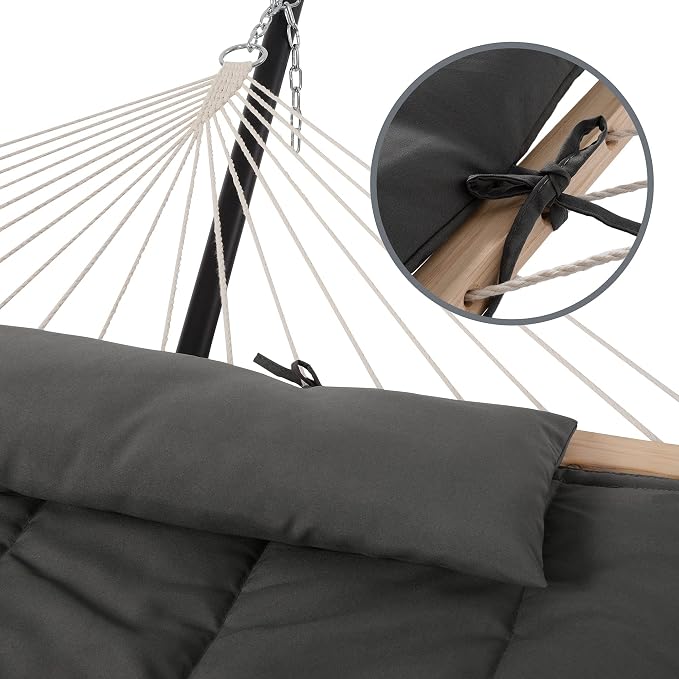 SUNCREAT Hammocks for Outside, Two Person Hammock for Patio, Dark Grey - Image 5
