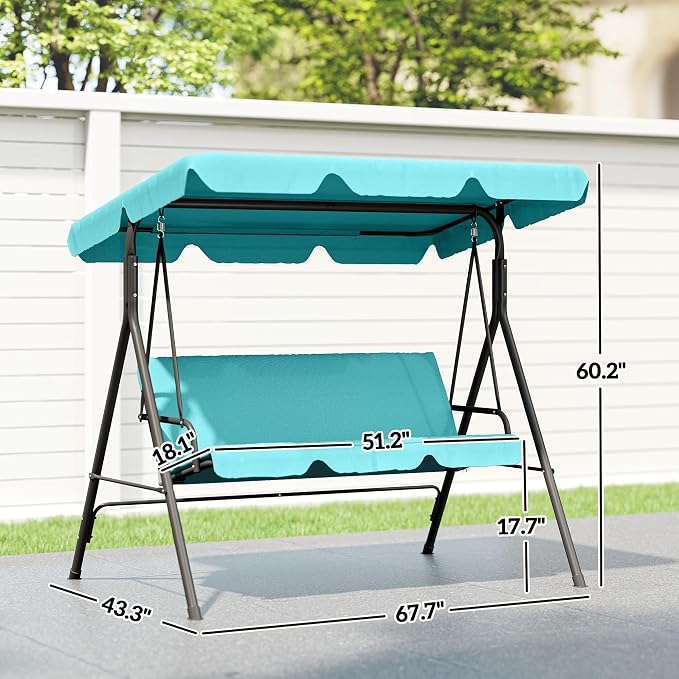 Outsunny 3-Seat Outdoor Patio Swing Chair - Image 7