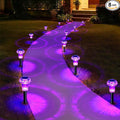 Solar Lights Outdoor Pathway Waterproof 8 Pack Purple LED Acrylic Mushroom by Priddop
