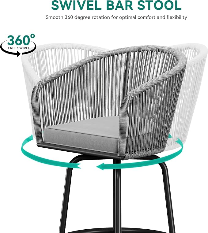 YITAHOME Counter Height Bar Stools Set of 2, Outdoor Bar Stools - Image 4