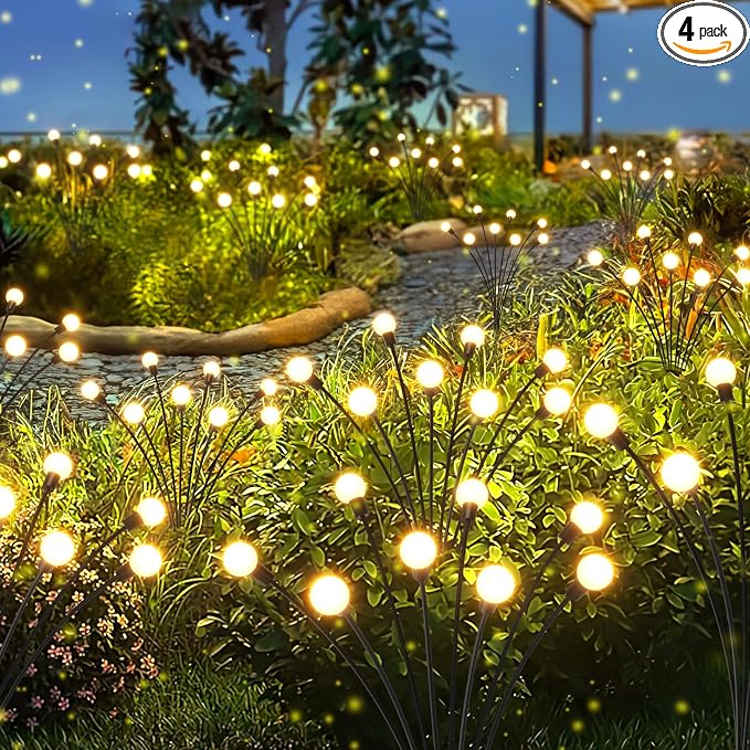 LETMY Solar Lights Outdoor, 4 Pack 32 LED Swaying Solar Garden Lights, Firefly by Letmy