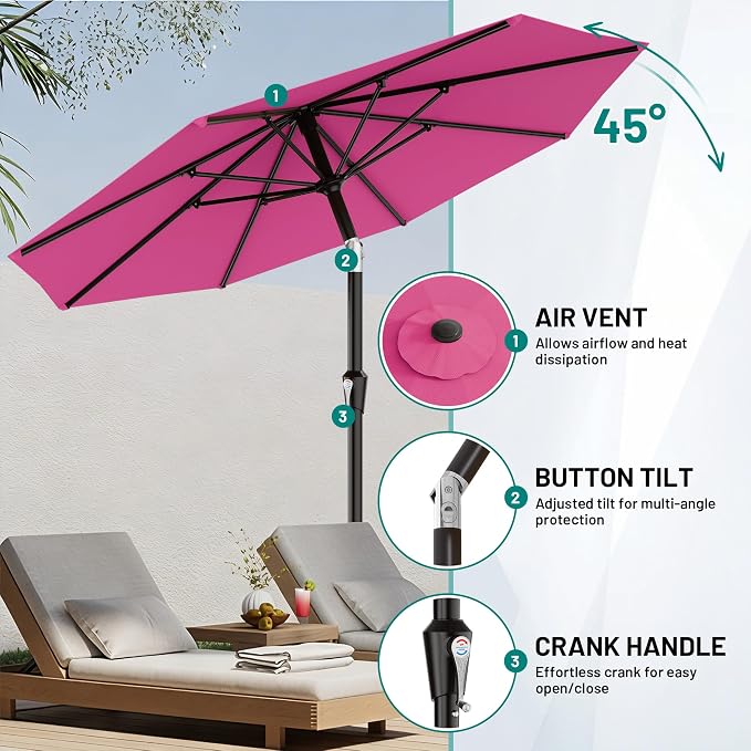 AreShark 9 FT Patio Umbrella for Outdoor, Outdoor Table Umbrella - Image 5