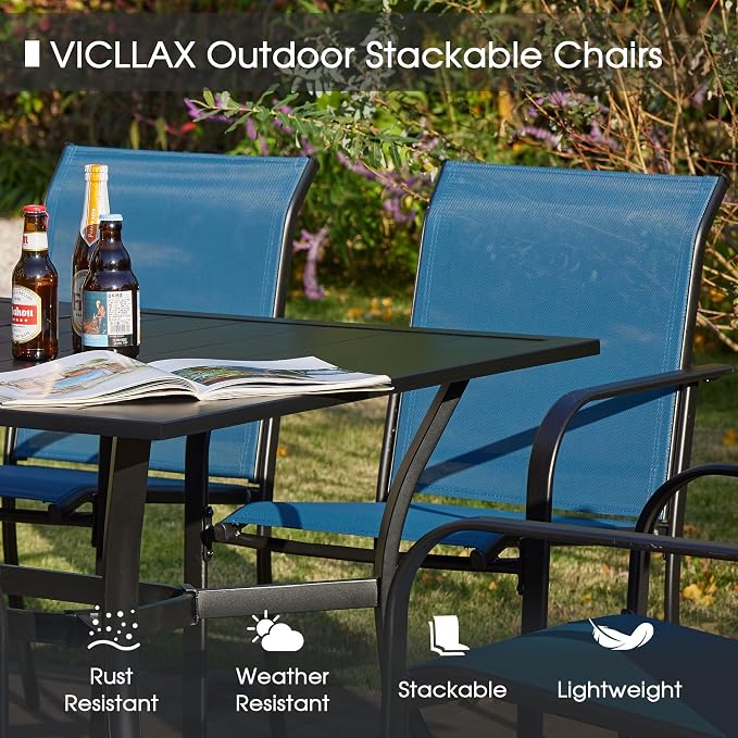 VICLLAX Patio Dining Set for 6, All Weather Metal Outdoor Furniture Set- 47" - Image 5