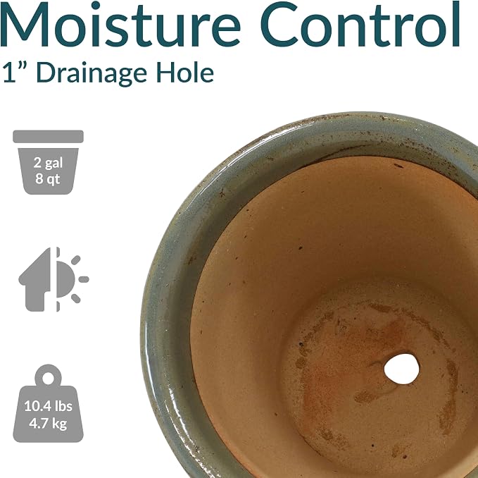 Sunnydaze Round Ceramic Planter - Image 2