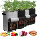 Potato Grow Bags with Flap 10 Gallon, 4 Pack Planter Pot with Handles and by Homyhoo