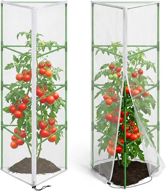2 Pcs Garden Bird Netting for Triangle Plant Cage, Tomato Trellis Insect Bird by PurpleStar