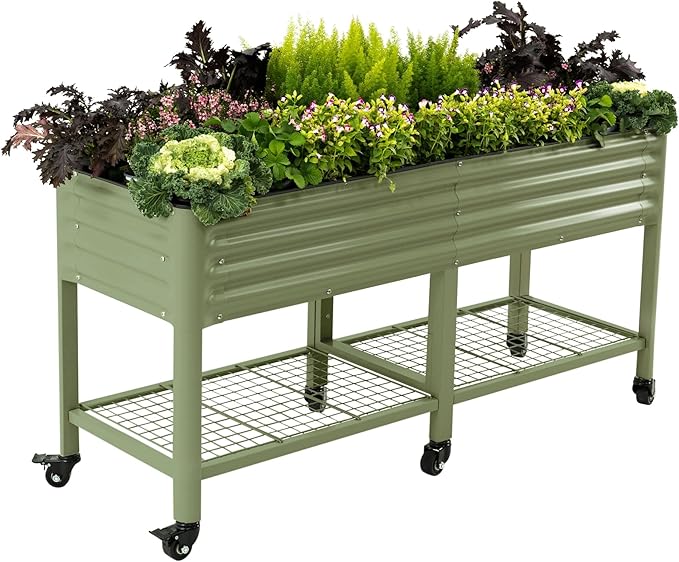 Rolling Elevated Raised Garden Bed-V Series, 1000 Lbs Weight Capacity, Outdoor by VegoGarden