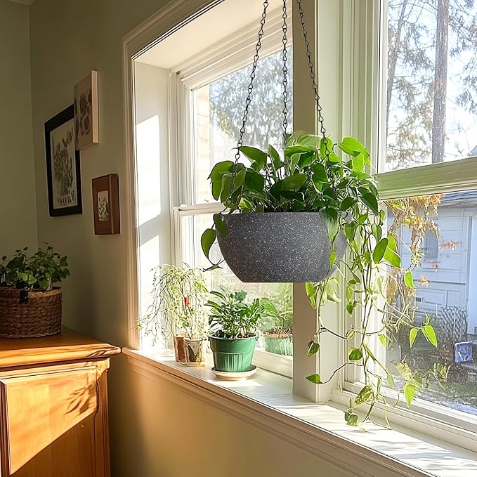 T4U Hanging Planters for Indoor Plants, 10 Inch Hanging Planter Outdoor 2 Pack - Image 3