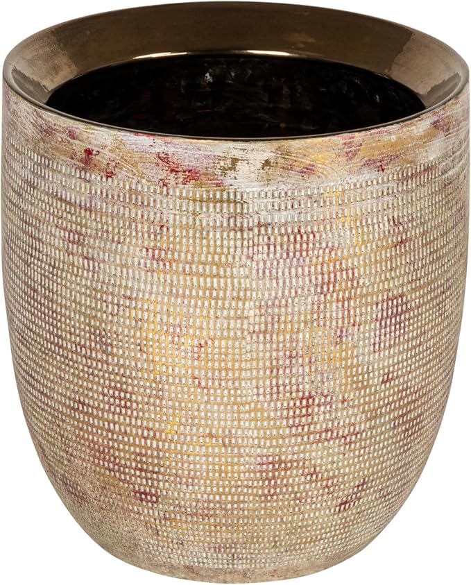 Creative Co-Op Embossed Textured Stoneware Planter, Metallic Gold by CreativeCo-Op