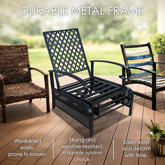 Kozyard Adjustable Outdoor Reclining Lounge Chair, Cushioned Patio Chaise Lounge - Image 3