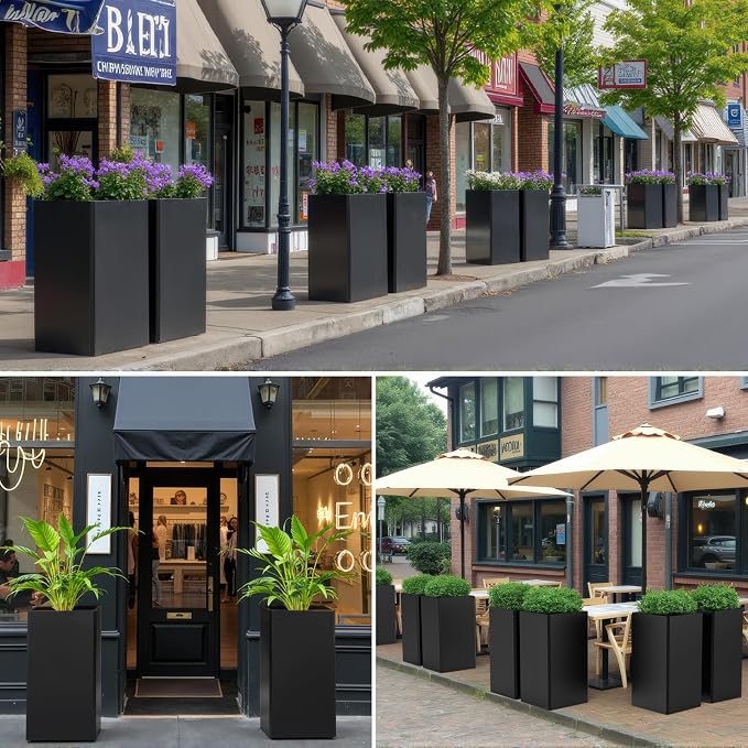 Tall Black Planter 28" Metal Square Large Plant Pots - Image 8