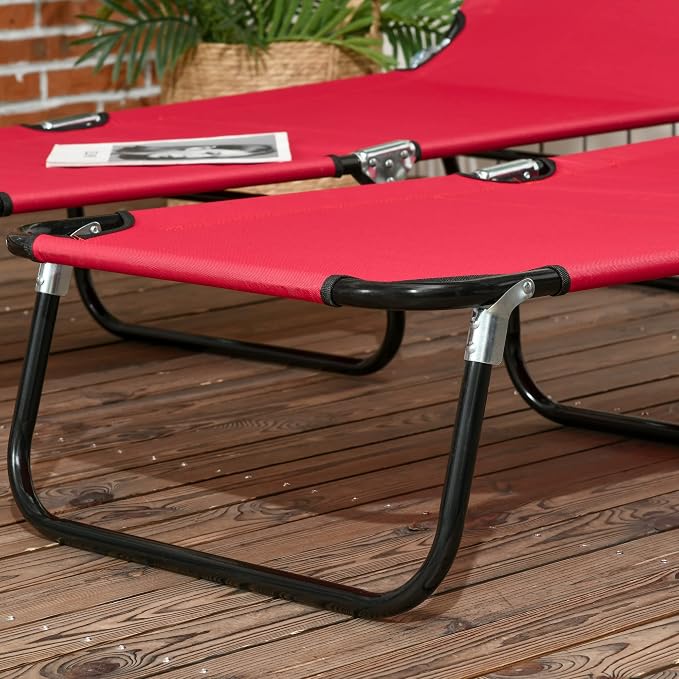 Outsunny 2 Piece Folding Chaise Lounge Pool Chairs, Outdoor Sun Tanning Chairs - Image 8