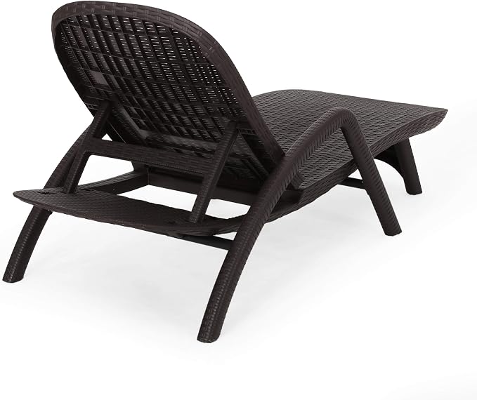 Christopher Knight Home Blanche Outdoor Faux Wicker Chaise Lounge, Dark Brown - Image 8