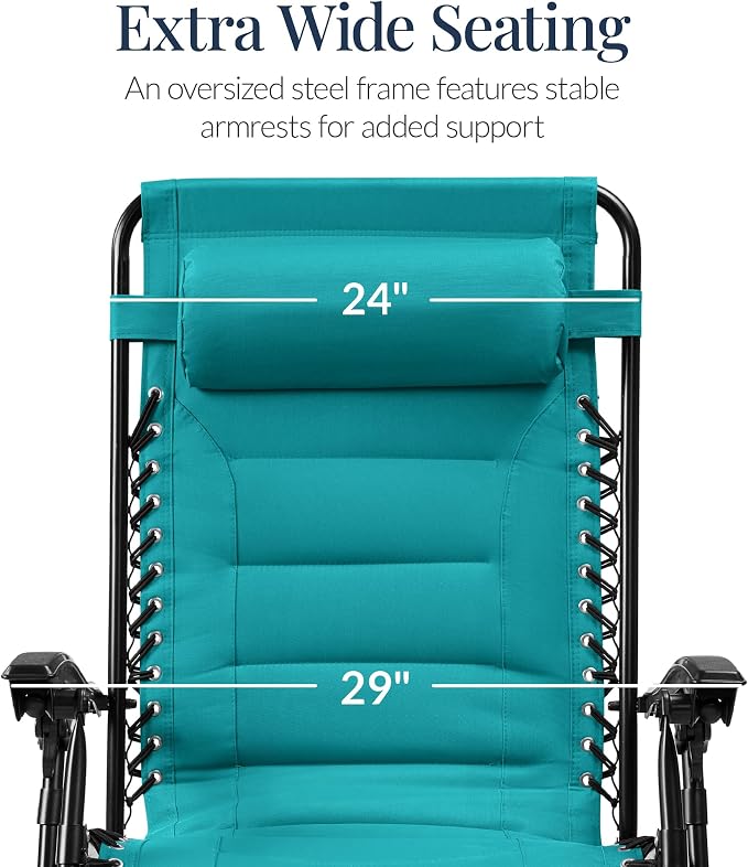 Best Choice Products Oversized Padded Zero Gravity Chair, Folding Outdoor Patio - Image 3