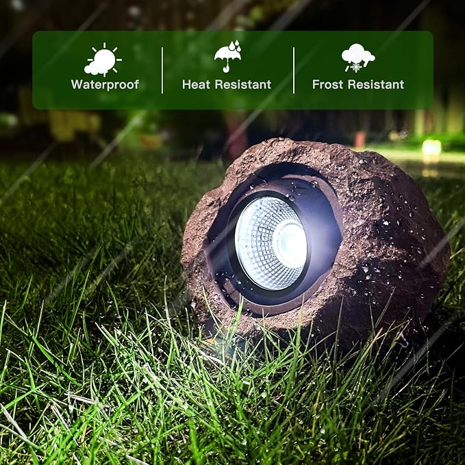Timeflies Solar Rock Lights Outdoor 4 Pack, Bright Solar Spotlights Outdoor - Image 3