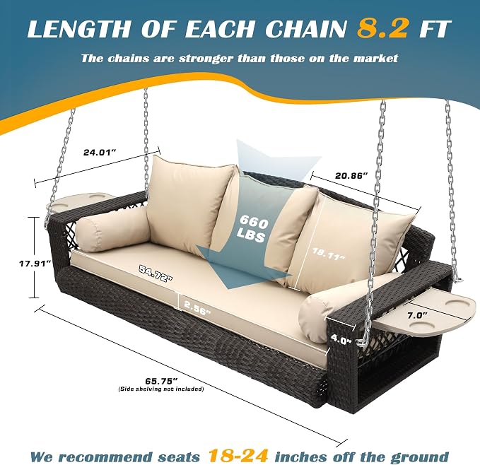 Outdoor Wicker Patio Porch Swing - Image 6