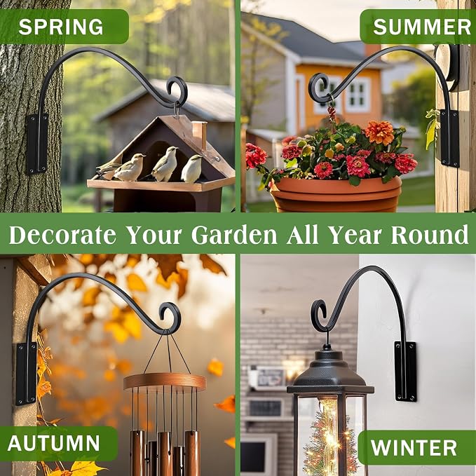 16 Inch Plant Hangers Outdoor 4 Pack, Plant Hanging Hook Bracket - Image 8