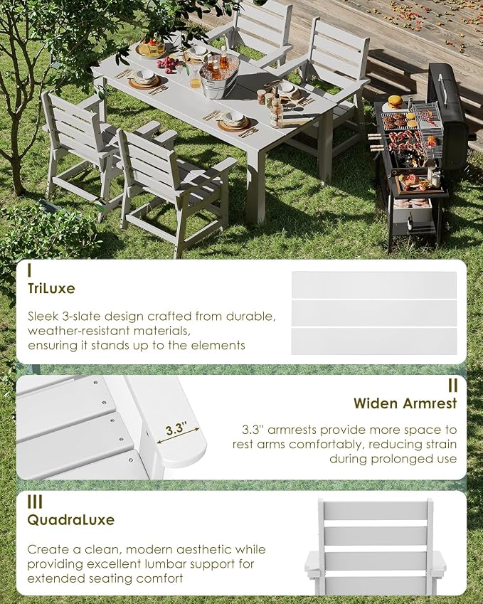 GREENVINES 5-Piece Outdoor Dining Set | HDPE | Patio Table and Chairs Sets - Image 6