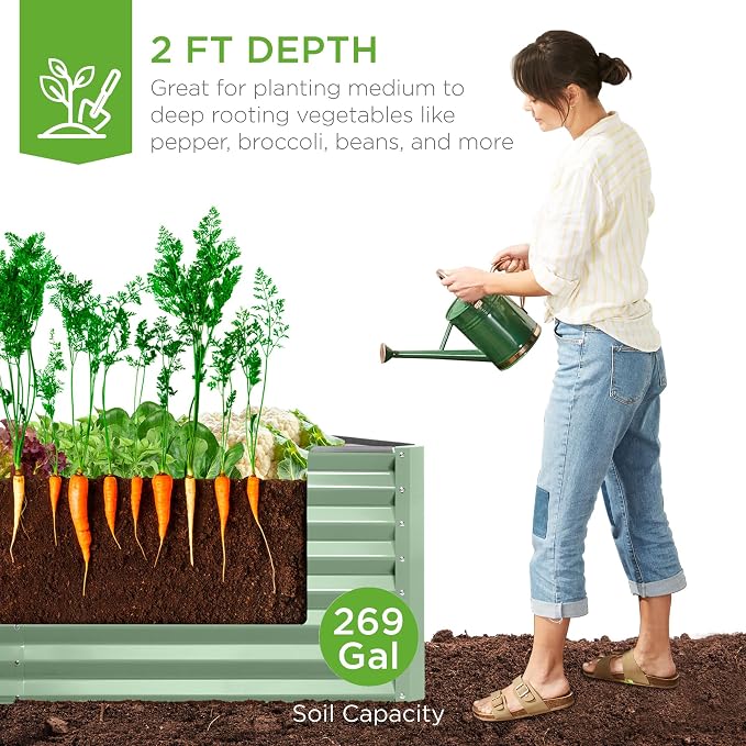 Best Choice Products 6x3x2ft Outdoor Metal Raised Garden Bed, Deep Root Box - Image 3