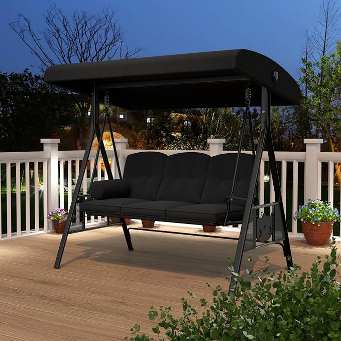 AECOJOY Outdoor Porch Swing, 3-Seat Porch Swing - Image 10