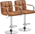 Yaheetech Bar Stools Set of 2, PU Leather Adjustable Swivel Barstools, by Yaheetech