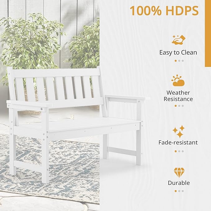 LUE BONA Outdoor Bench, 2-Person HDPS Garden Bench, Outdoor Benches Weatherproof - Image 6